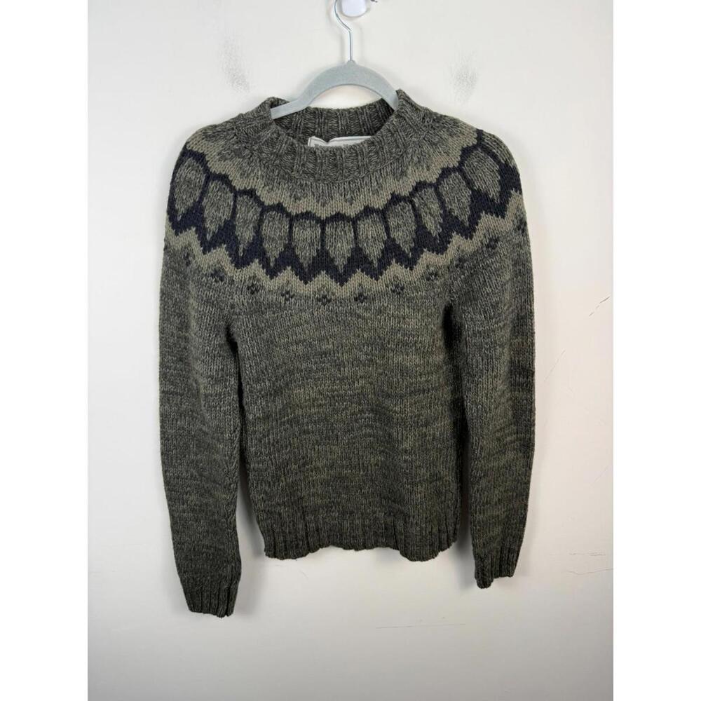 Farmers Market Iceland Wool Sweater Undyed‎ Hraun Eco Nordic Small Elbow Patches